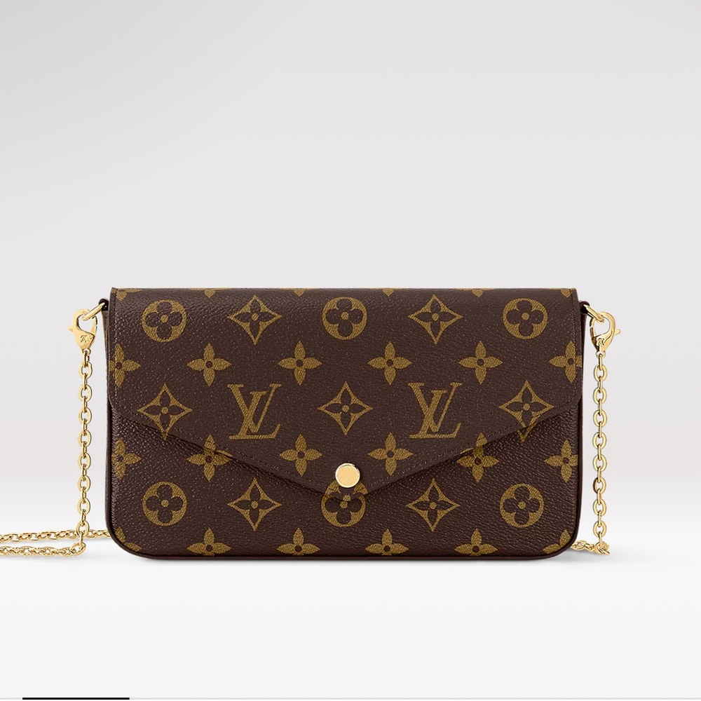 Louis Vuitton Brown Crossbody Bag with Chain Strap Pochette Felice.
